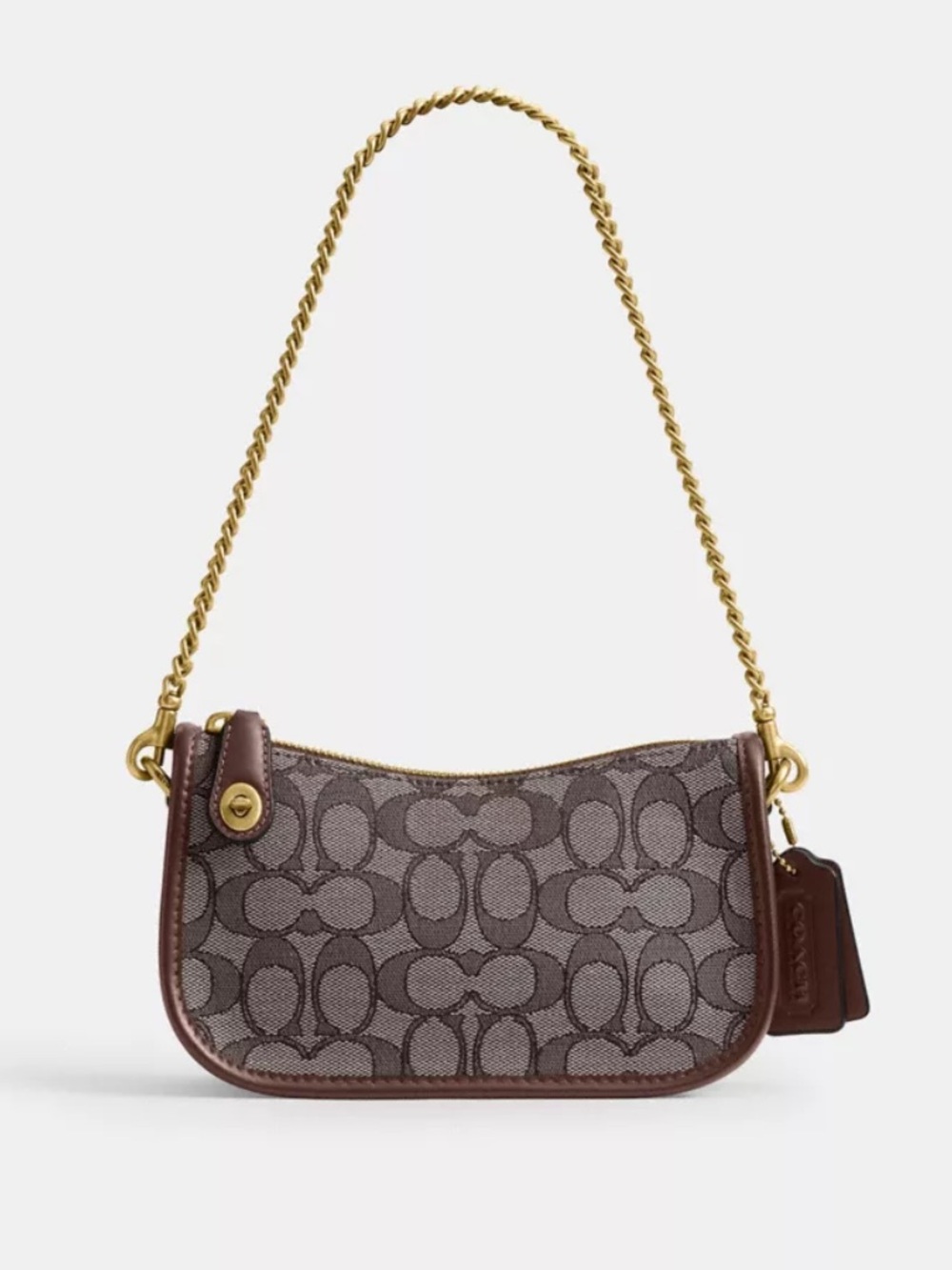 Coach🤎💛  Signature Canvas Swinger small in Brown Jacquard shoulder bag NEW